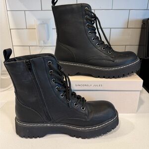Sincerely Jules Harley Lace-Up Combat Boots – Black – Women’s Size 7.5